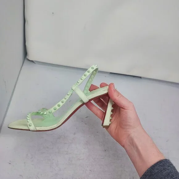 CHRISTIAN Rosa Condorapik Spikes Mint Green Slingback Sandal